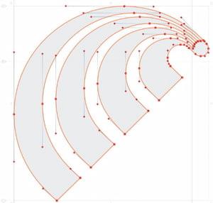 logo Comet každá křivka má protínající se čáry a kontrolní body, které tvoří složitý geometrický vzor.