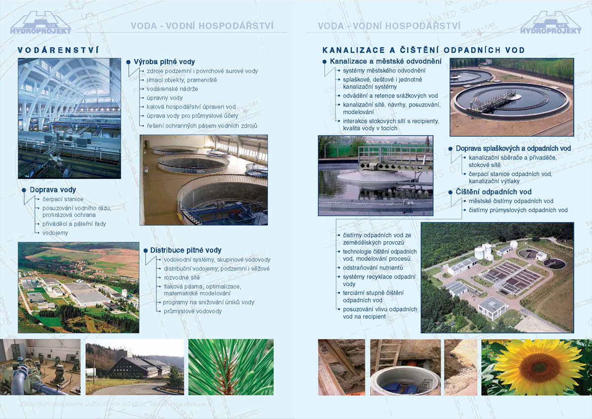 . . . strana 2/3 katalogu Hydroprojekt - vodní hospodářství, zpracování a tisk v několika jazycích