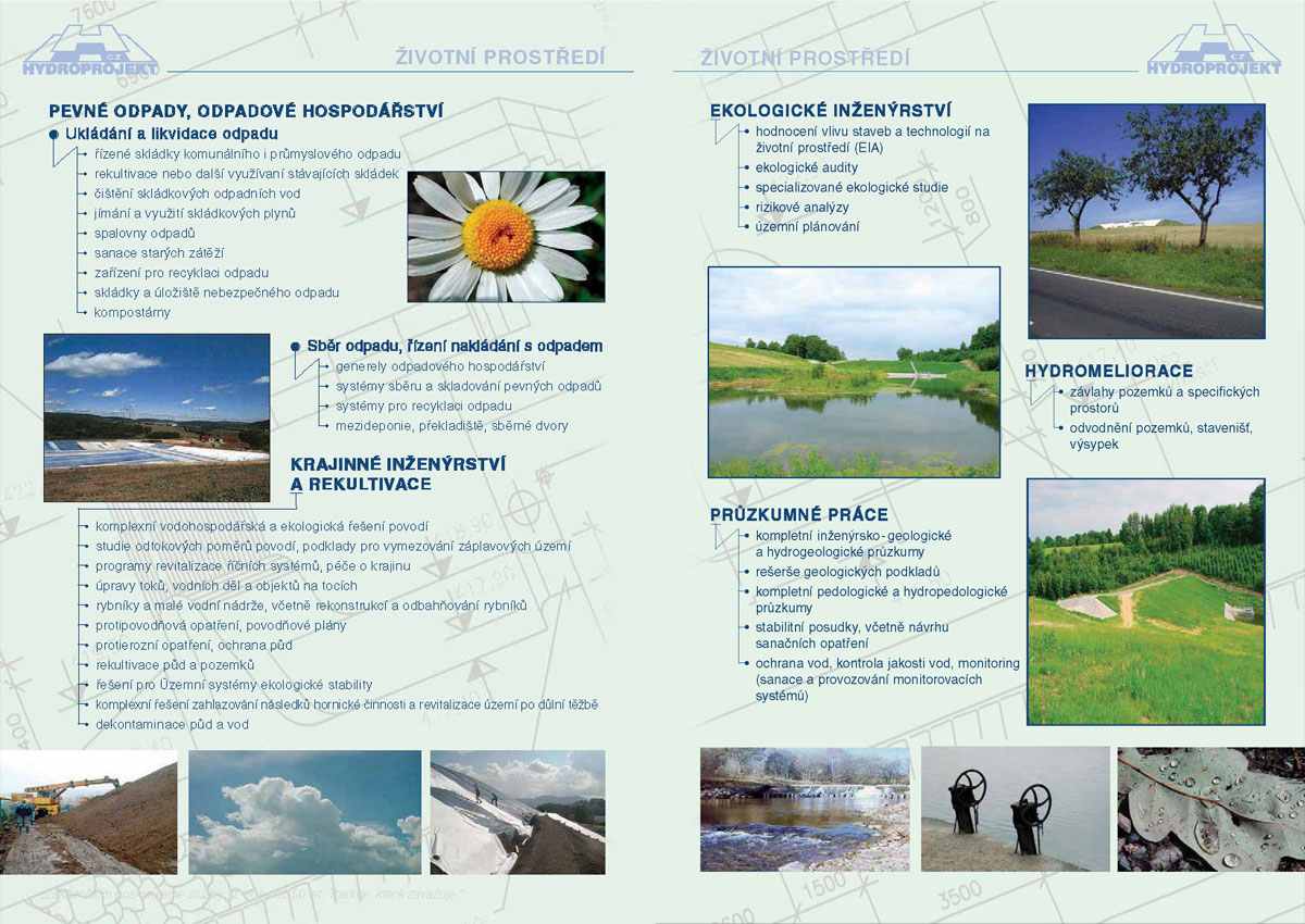 . . . strana 6/7 katalogu Hydroprojekt - životní prostředí, zpracování a tisk v několika jazycích