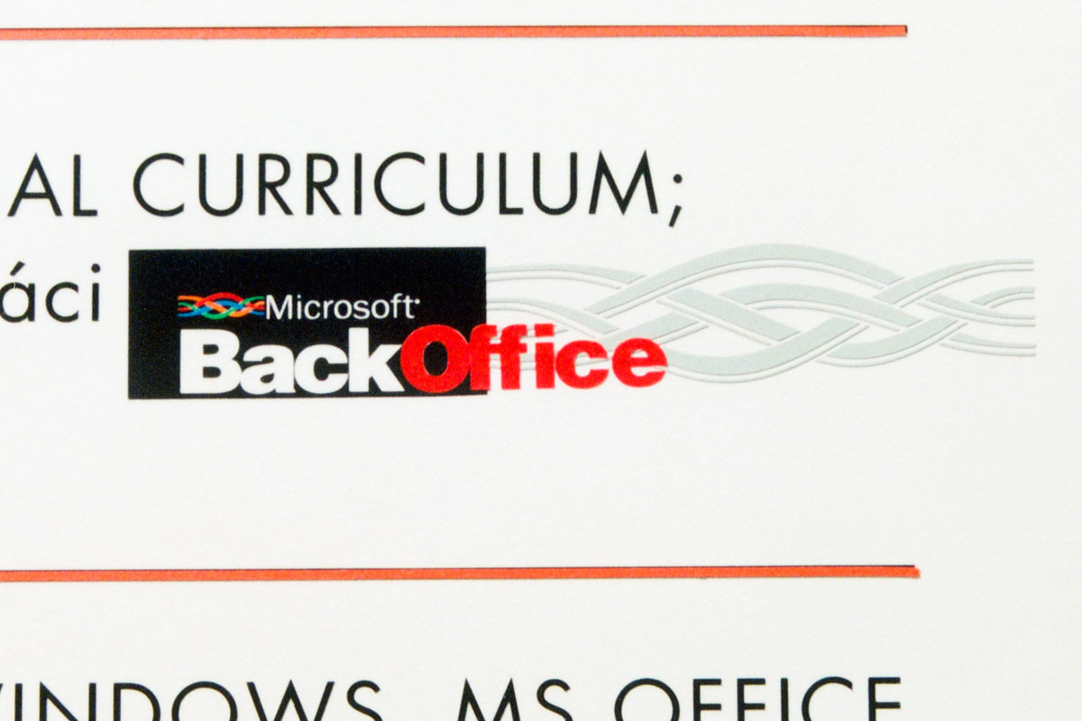 logo BackOffice zhotoveno pomocí řezacího plotru, před nástupem velkoplošného digitálního tisku